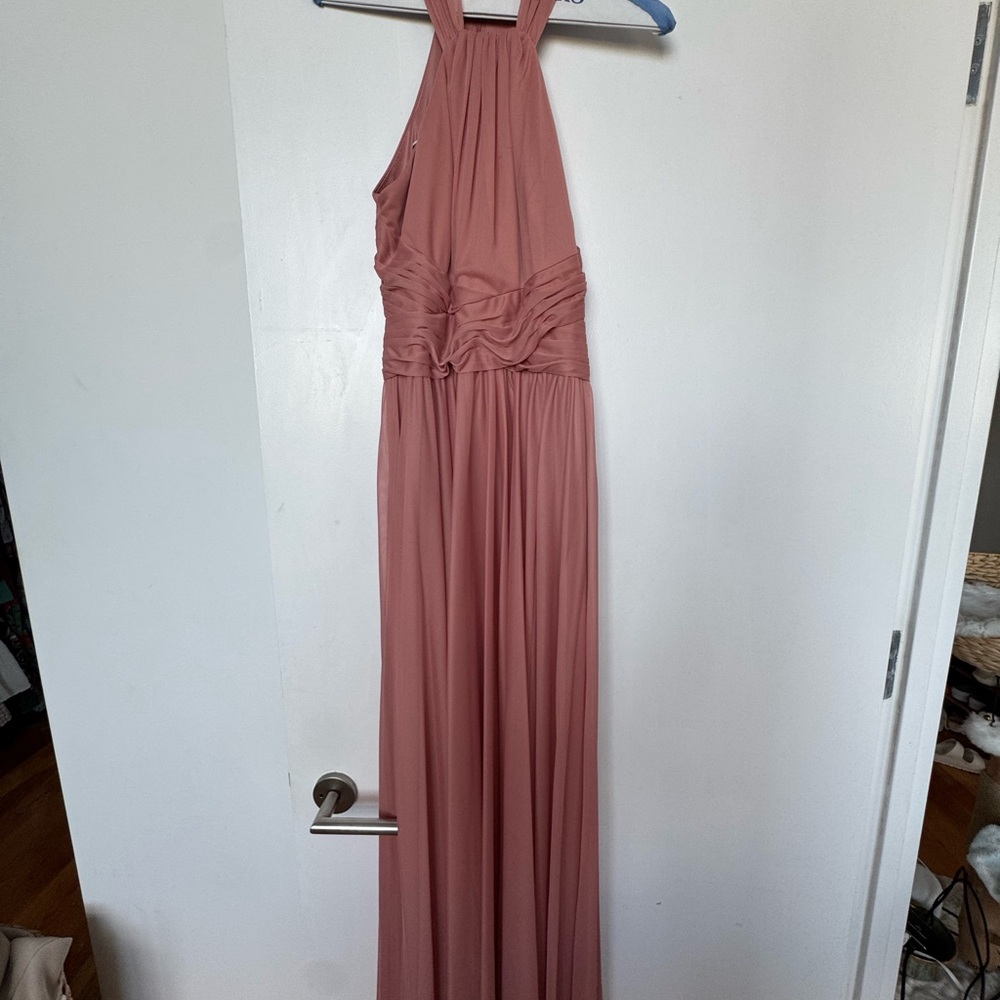 David's Bridal Mauve Halter Bridesmaid Dress